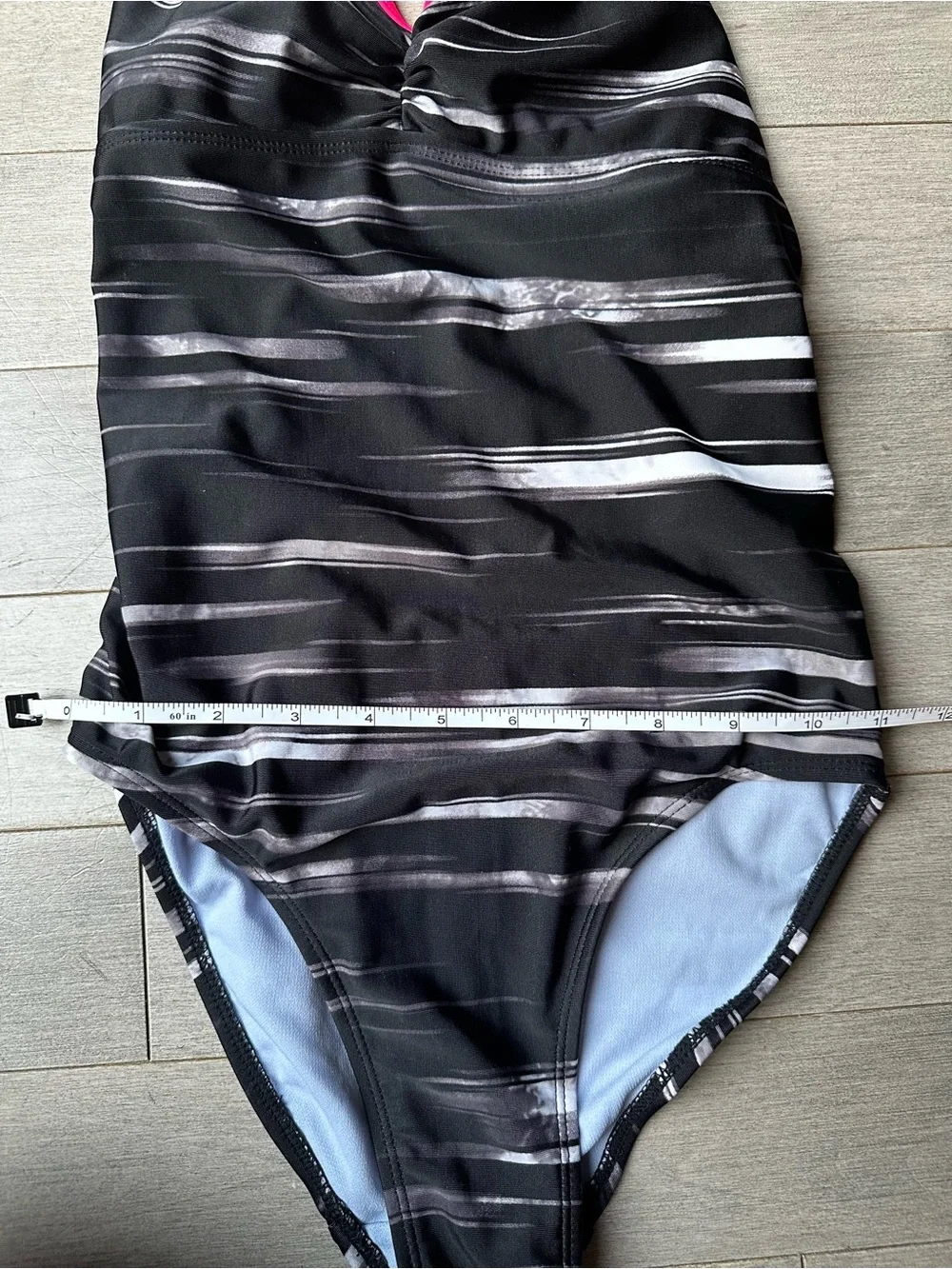 Girls Juniors Champion Black Static Pink Summer One Piece Bathing Suit Pool SM